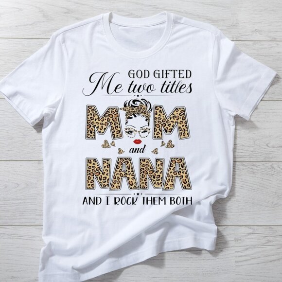Mom And Nana And I Rock Them Both Shirt, Nana Leopard Graphics Shirt - Picture 1 of 3